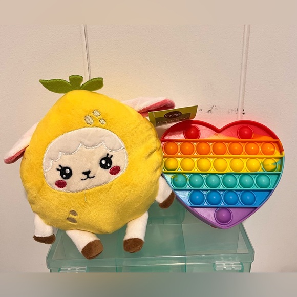 Kirkland Signature Other - Yellow Plush Toy and Rainbow Heart Pop It Set